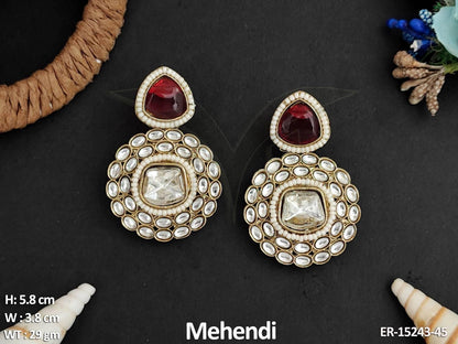 Beautiful Design Full Stone Mehendi Polish Antique Earrings