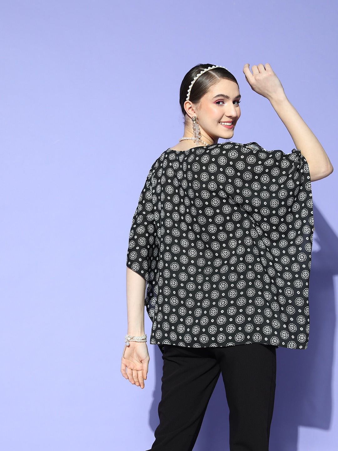 Black Kaftan Top-Yufta Store-8166TOPBKXS