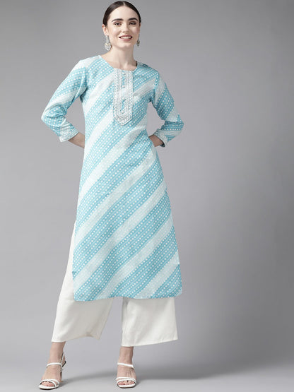 Blue Bandhani Kurta-Yufta Store-9866KURSBS