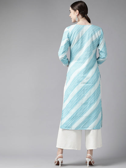 Blue Bandhani Kurta-Yufta Store-9866KURSBS