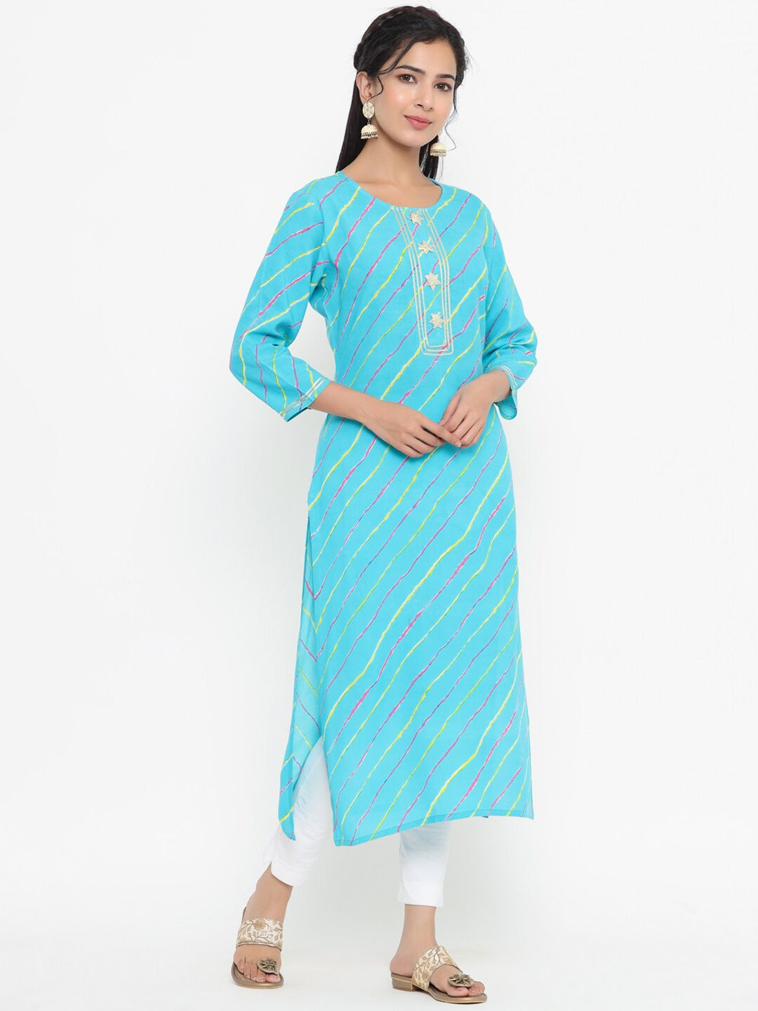 Blue Printed Kurta-Yufta Store-9763KURSBS