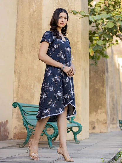 Blue Wrap Dress-Yufta Store-8148DRSBLXS