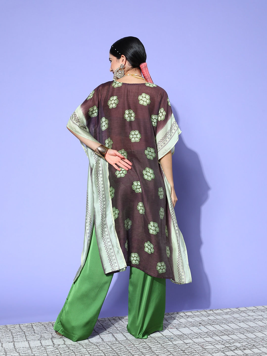 Brown Printed Kaftan Kurta-Yufta Store-1248KFTBRS