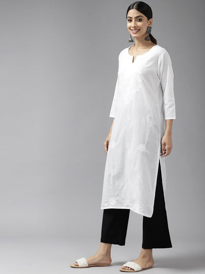 Embroidered Cotton Kurta-Yufta Store-1230KURWHS