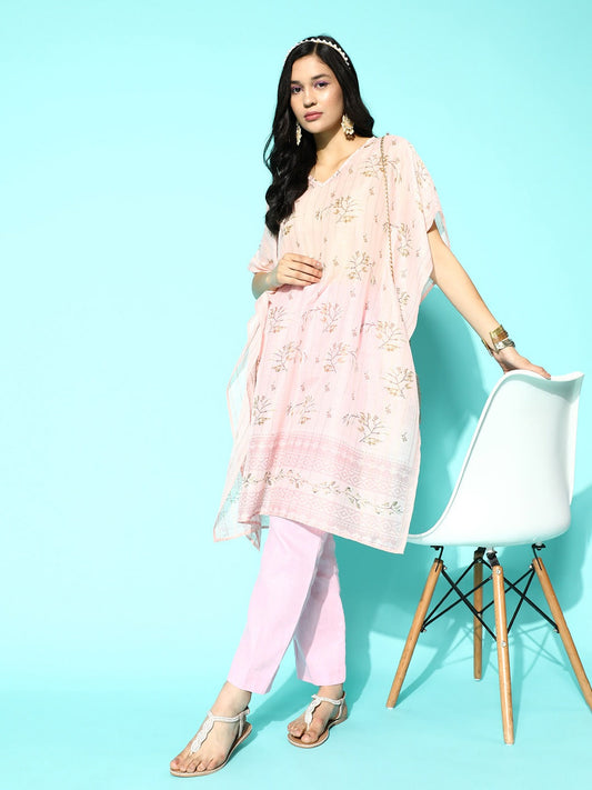 Floral Printed Kaftan Kurta-Yufta Store-1250KFTPKS