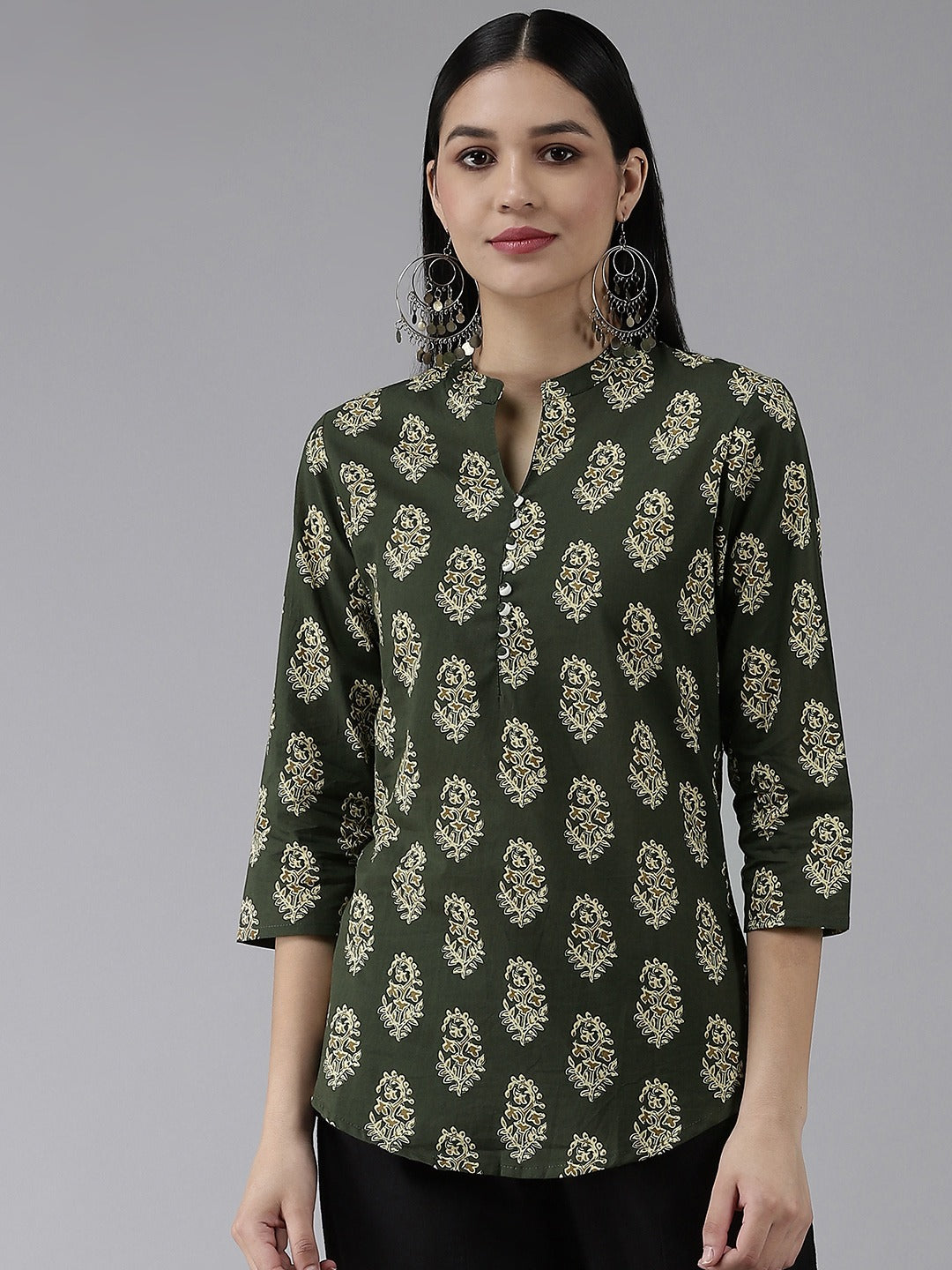 Green Printed Top-Yufta Store-8059TOPGRXS