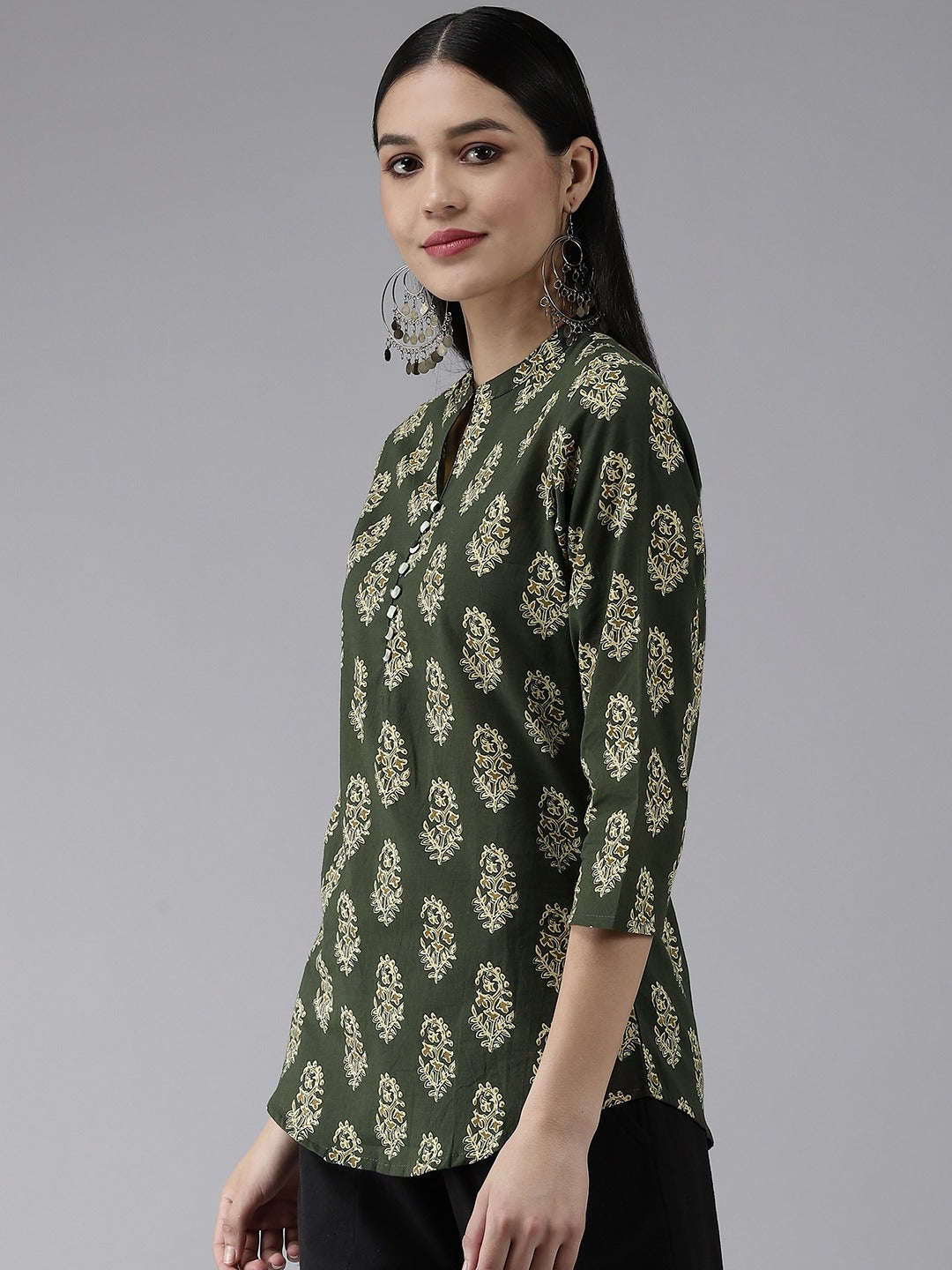 Green Printed Top-Yufta Store-8059TOPGRXS