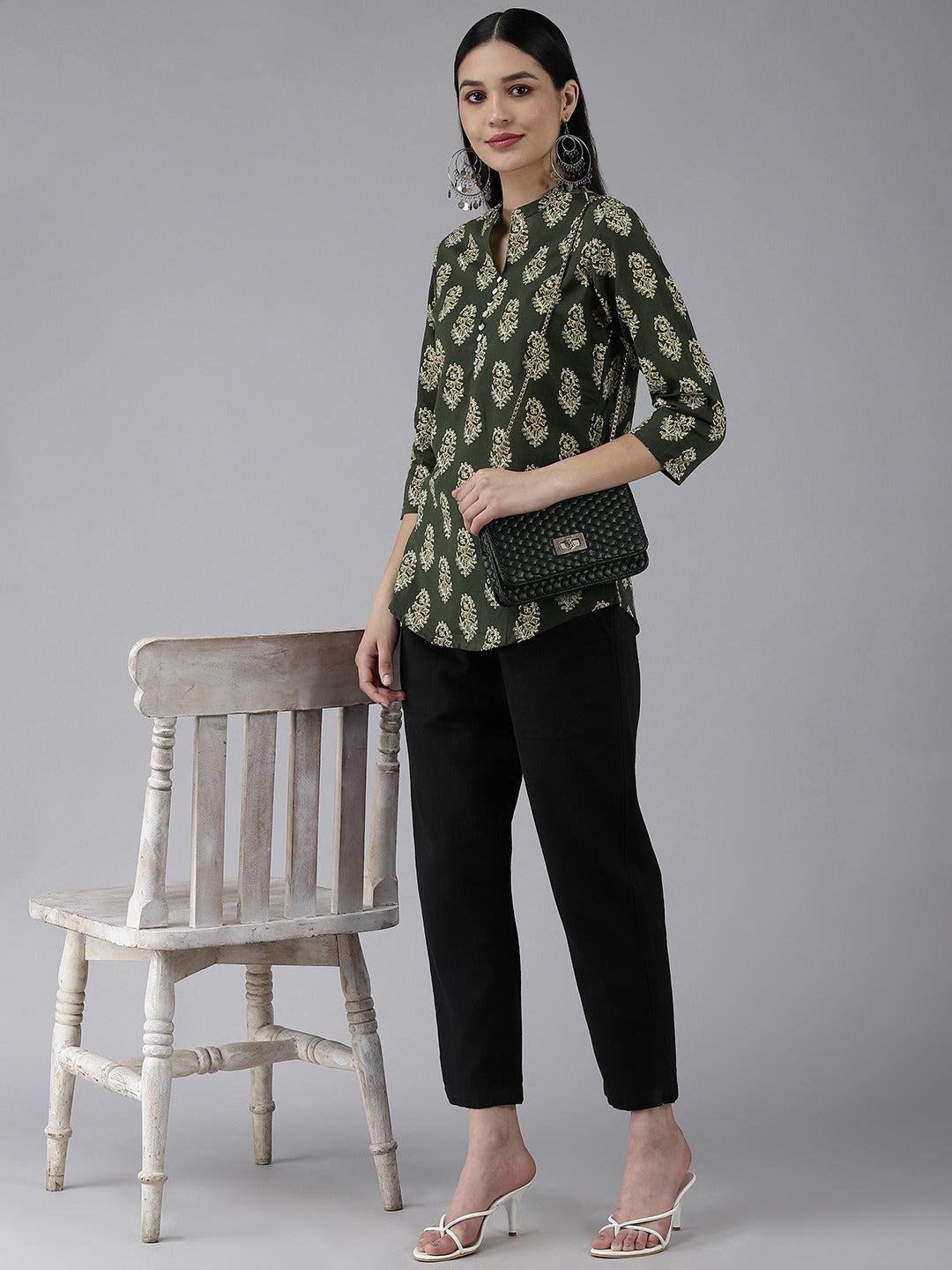 Green Printed Top-Yufta Store-8059TOPGRXS