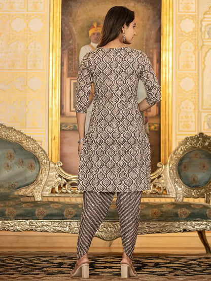 Grey Ethnic Motifs Straight Kurta Trouser And Dupatta Set-Yufta Store-6861SKDGYS