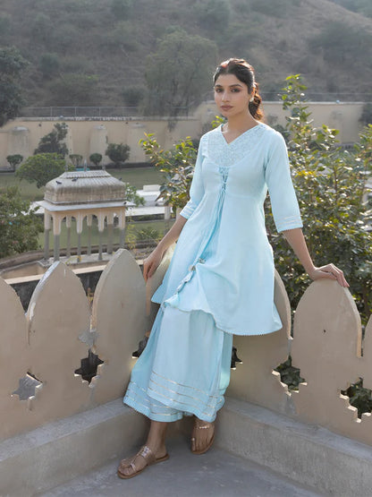 Kavya Ice-Blue Sharara Set