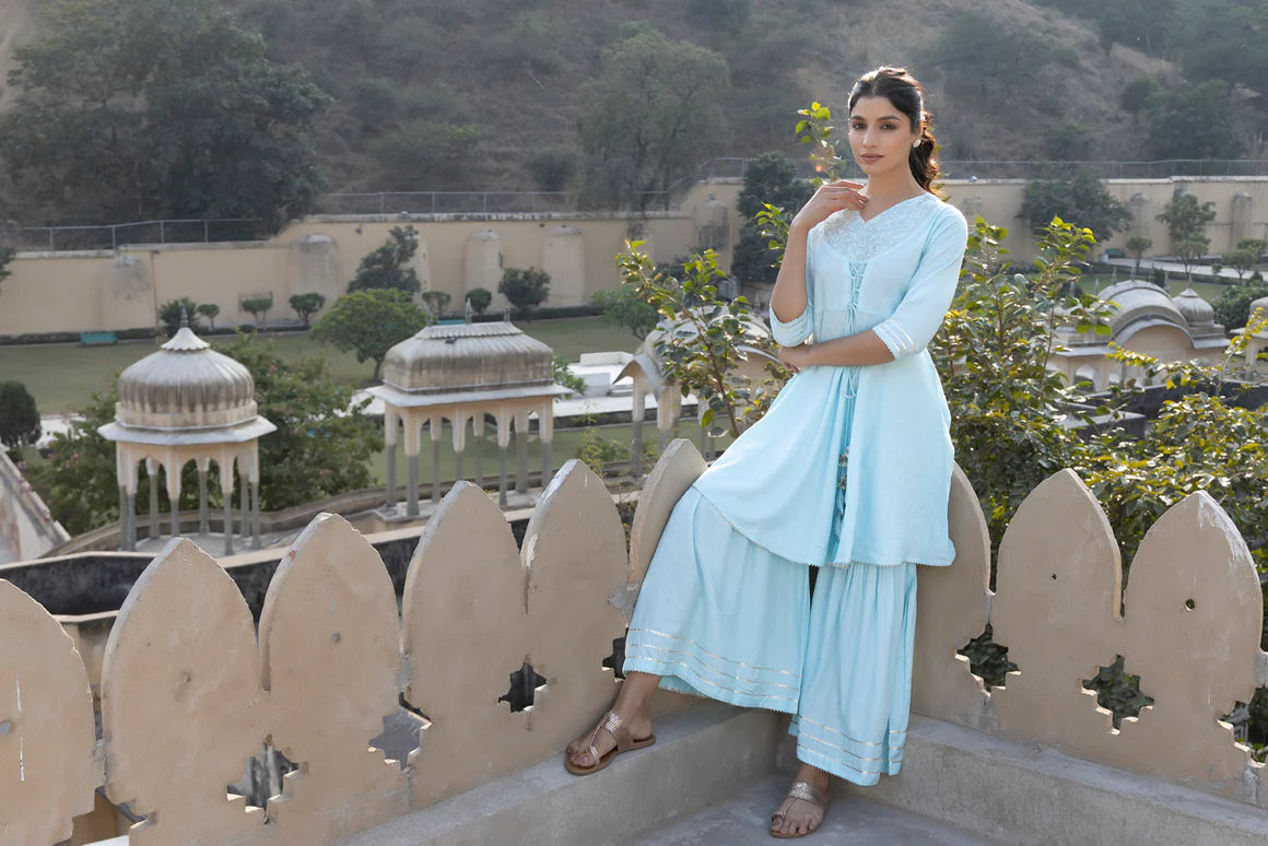 Kavya Ice-Blue Sharara Set