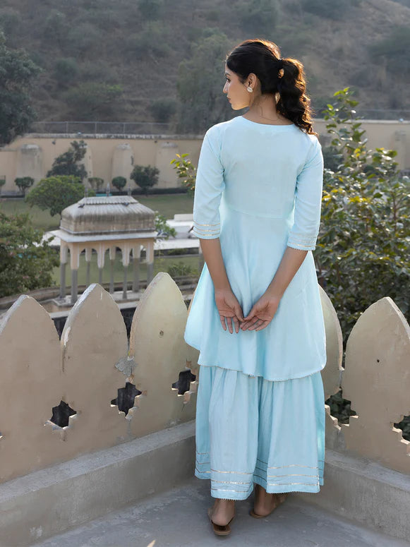 Kavya Ice-Blue Sharara Set