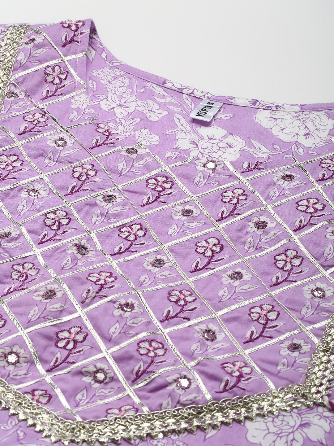 Lavender Ethnic Motifs Printed Dupatta Set-Yufta Store-5901SKDLVS