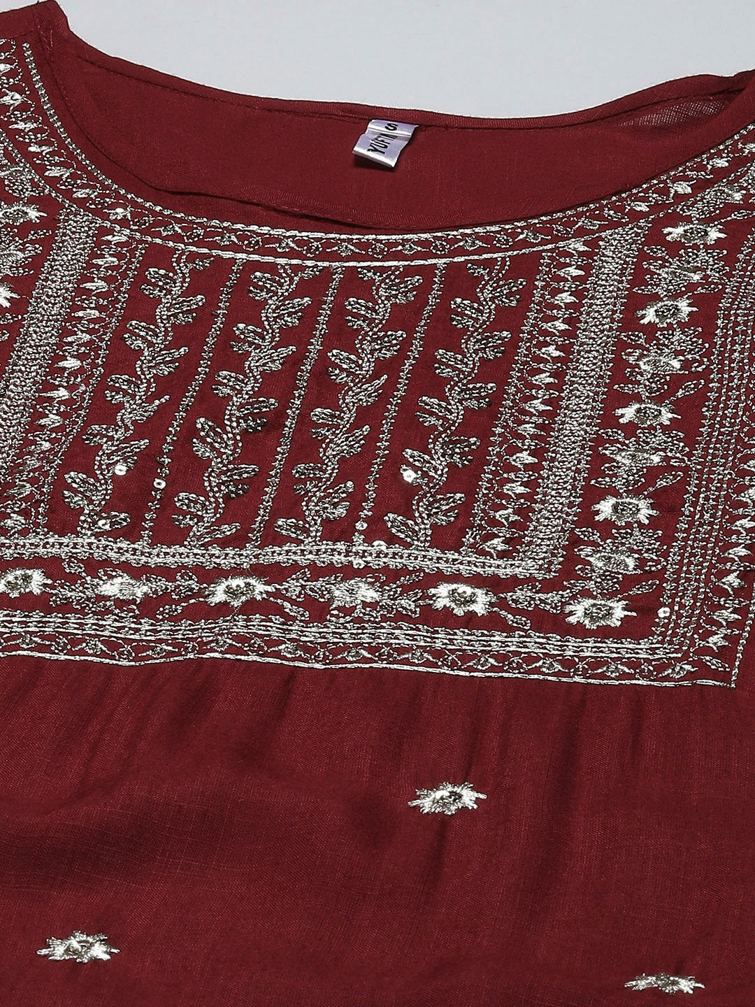 Maroon Embroidered Dupatta Set-Yufta Store-9894SKDMRS