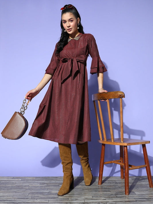 Maroon Peter Pan Collar Dress-Yufta Store-8139DRSMRXS