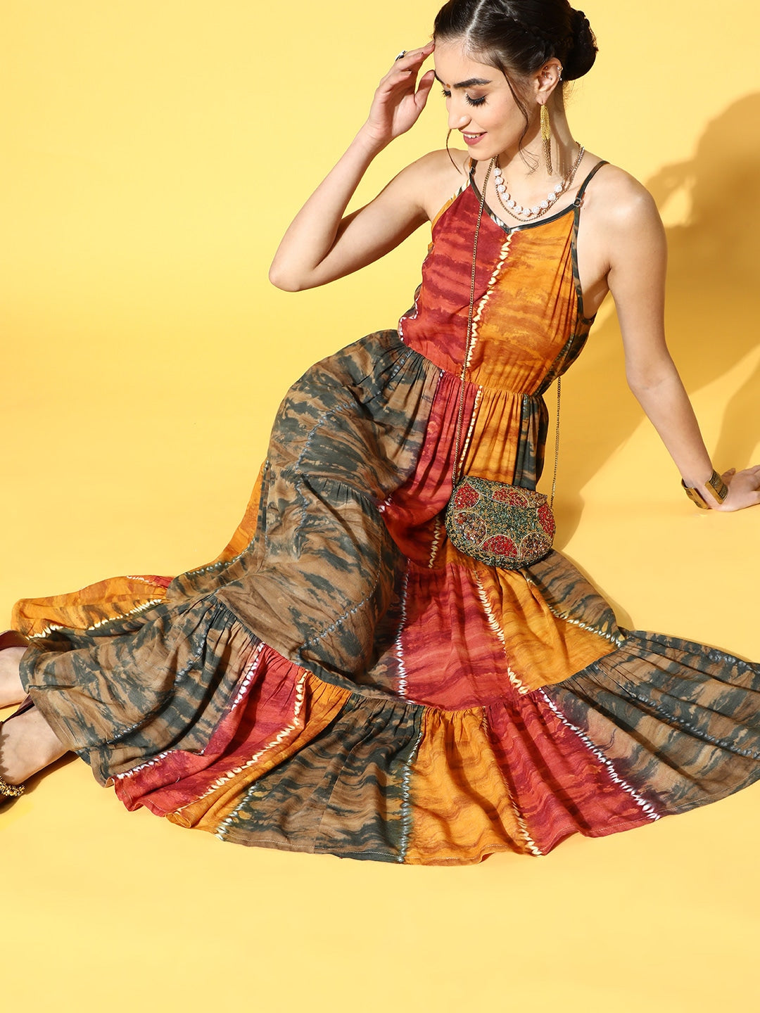 Mustard Tie and Dye Dress-Yufta Store-9415DRSMSS