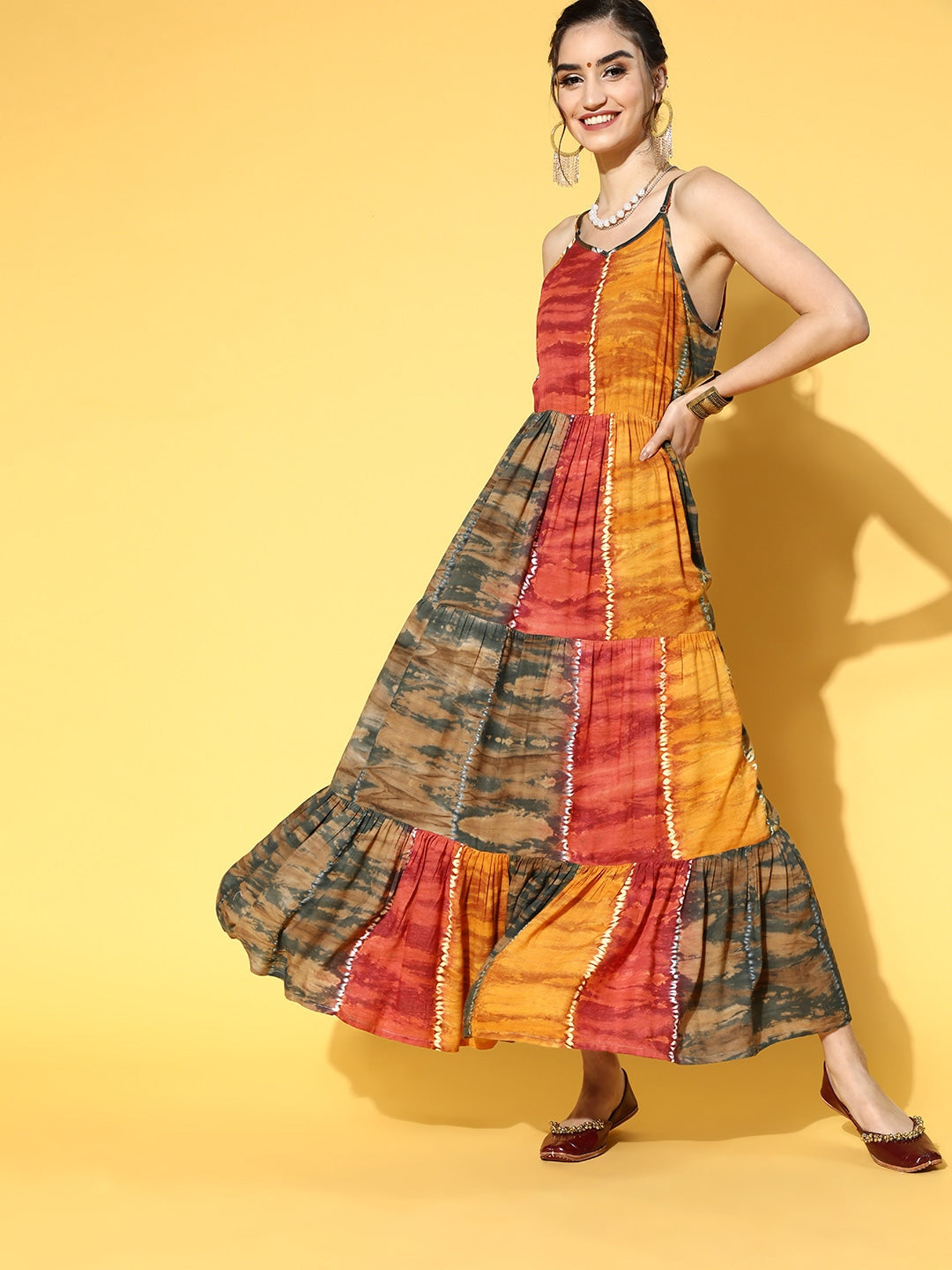 Mustard Tie and Dye Dress-Yufta Store-9415DRSMSS