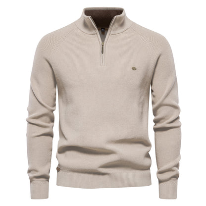 Men's Fashionable Simple Half Turtleneck Solid Color Top