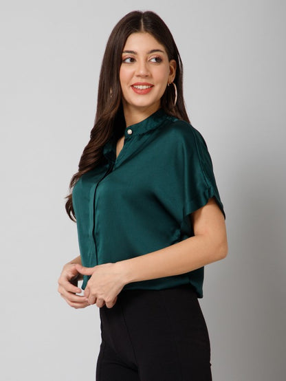 Short Sleeves Satin Shirt