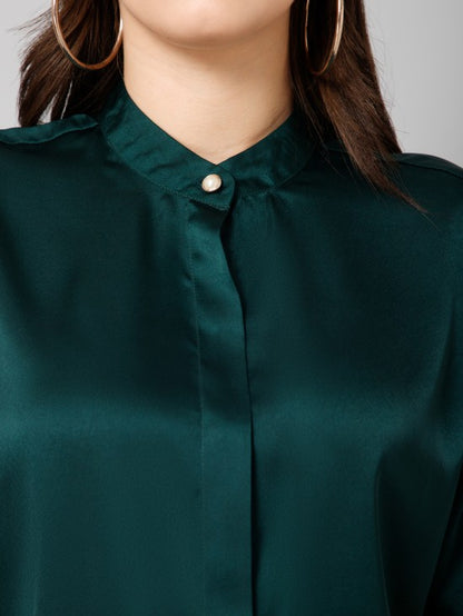 Short Sleeves Satin Shirt