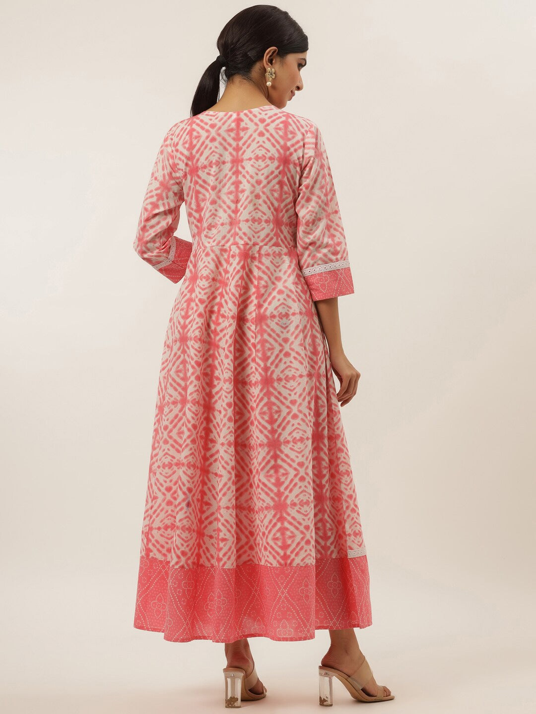 Peach Ethnic Motifs Maxi Dress-Yufta Store-2751DRSPCM