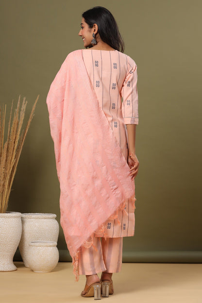 Pink Printed Dupatta Set-Yufta Store-9668SKDPCS