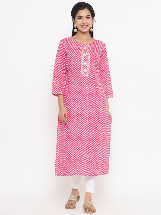 Pink Printed Kurta-Yufta Store-9763KURPKS