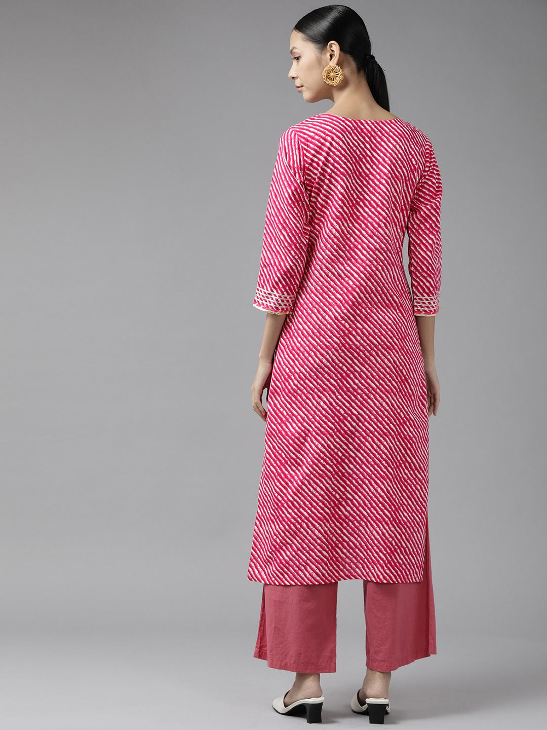 Pink Printed Kurta-Yufta Store-9771KURPKS