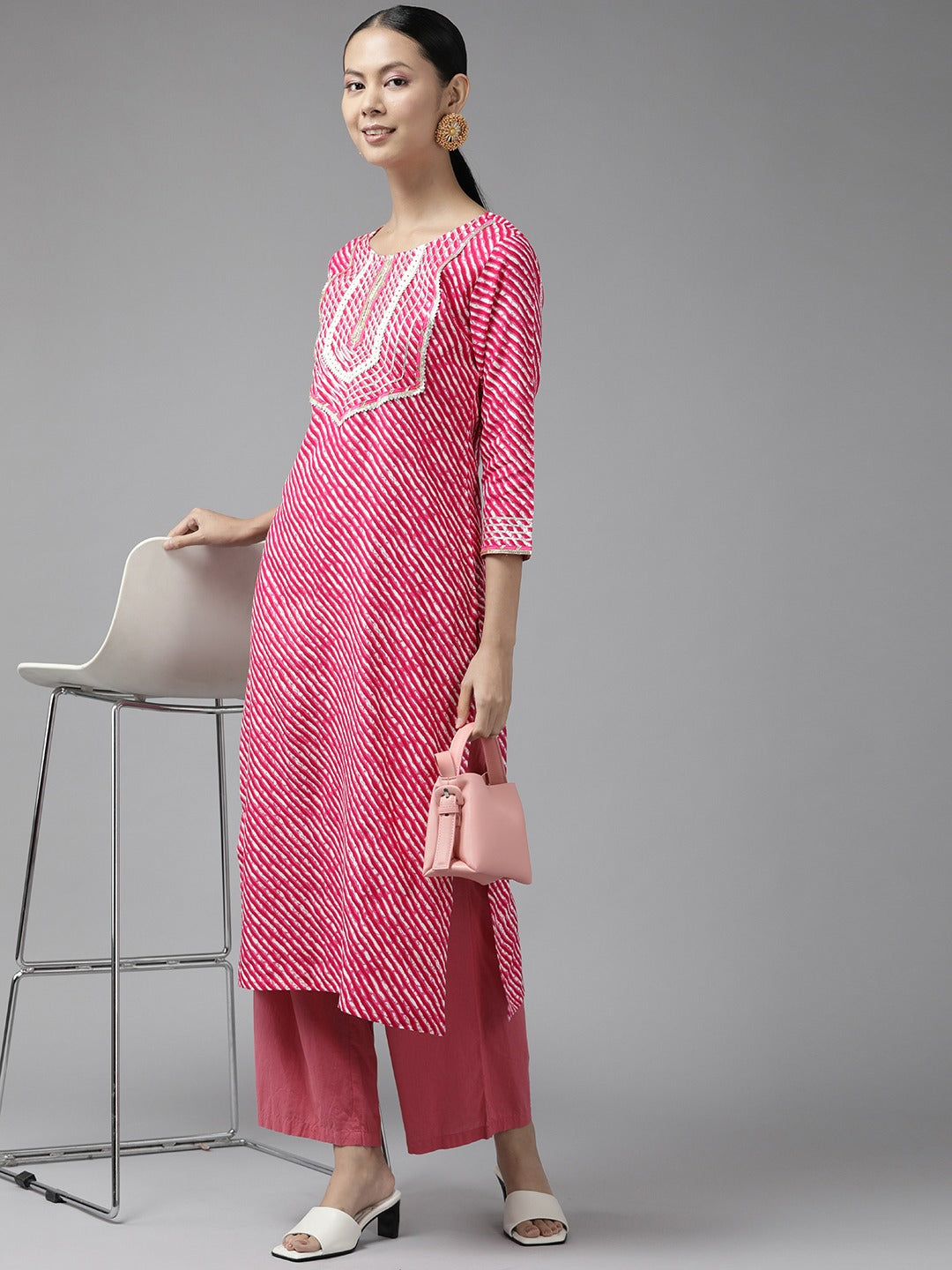 Pink Printed Kurta-Yufta Store-9771KURPKS