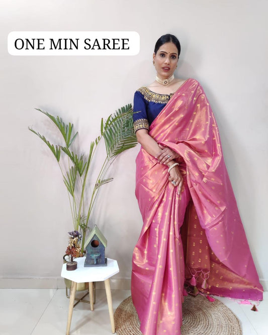 Pink Uppada Cotton Ready to Wear Saree Orchids Boutique