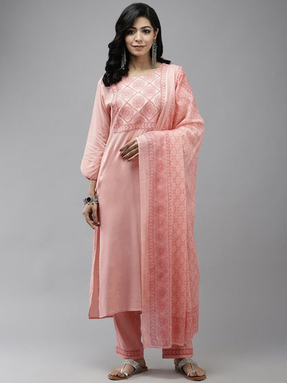 Pink Yoke Design Dupatta Set-Yufta Store-9314SKDPKS