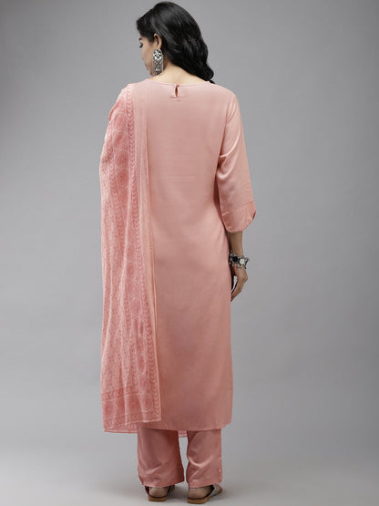 Pink Yoke Design Dupatta Set-Yufta Store-9314SKDPKS