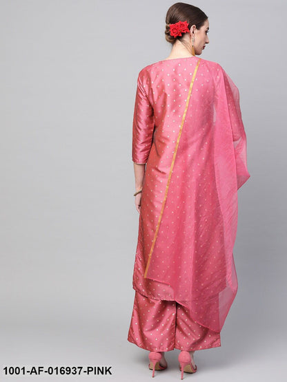 Pink self designed kurta set with dupatta Orchids Boutique