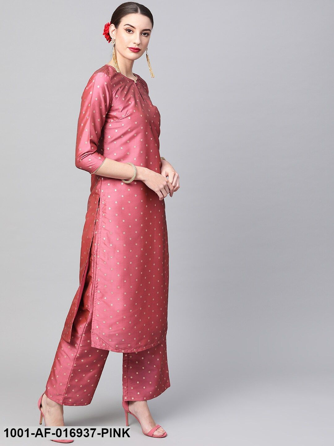 Pink self designed kurta set with dupatta Orchids Boutique