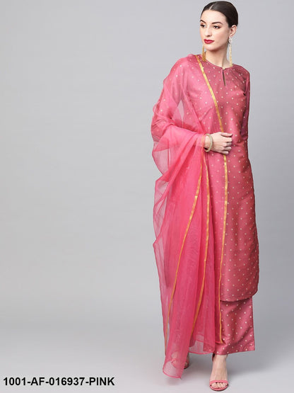 Pink self designed kurta set with dupatta Orchids Boutique