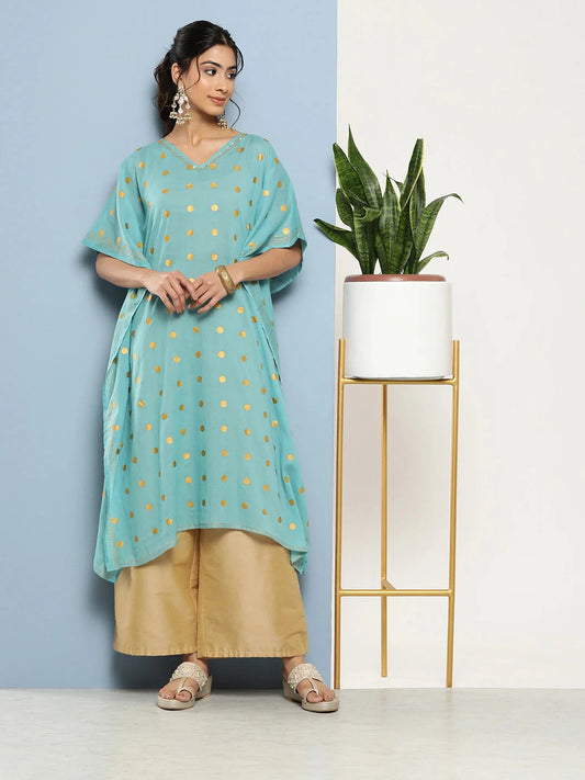 Printed Kaftan Kurta-Yufta Store-1214KFTBLS