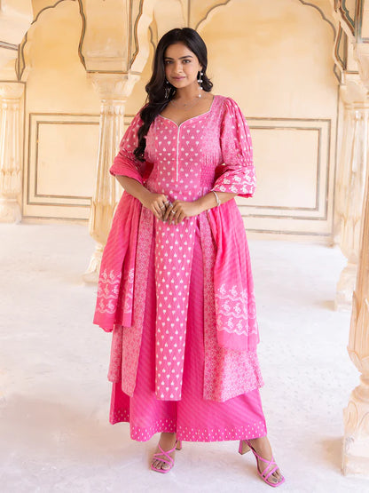 Prism Pink Cotton Palazzo Set