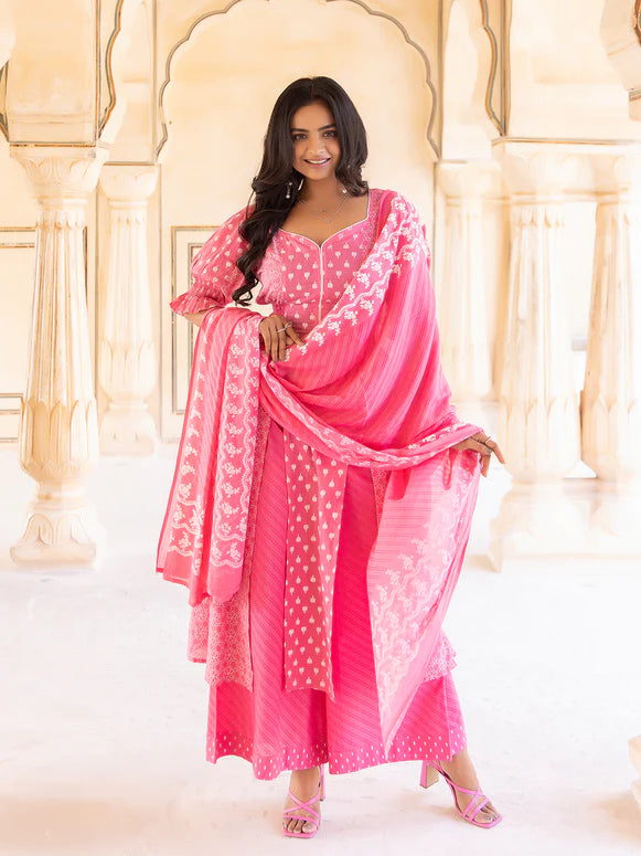 Prism Pink Cotton Palazzo Set