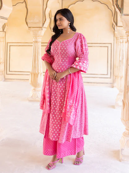 Prism Pink Cotton Palazzo Set