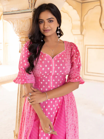 Prism Pink Cotton Palazzo Set