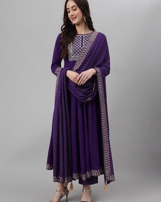 Purple 3Piece Anarkali Suit Orchids Boutique