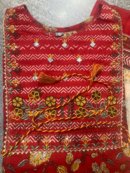 Red Premium Cotton Anarkali Suit Orchids Boutique