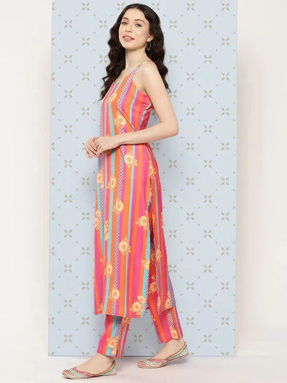 Pink Moss Digital Printed Kurta with Pant and Dupatta