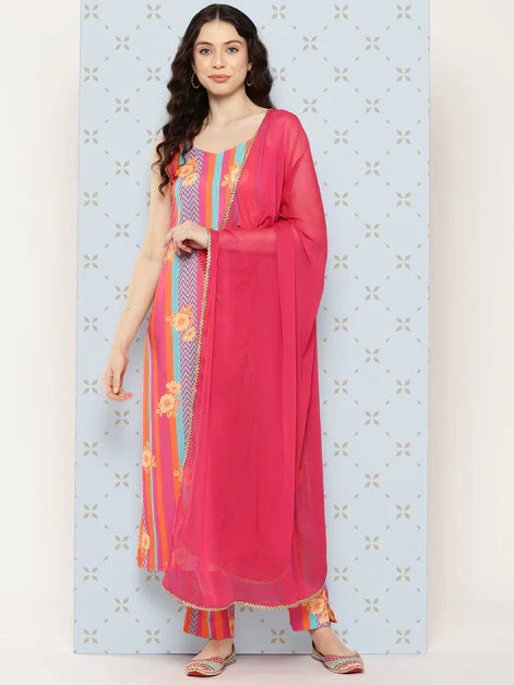 Pink Moss Digital Printed Kurta with Pant and Dupatta