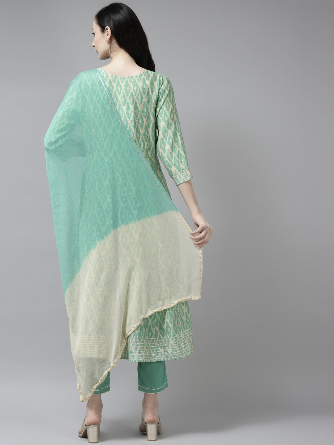 Sea Green Thread Work Dupatta Set-Yufta Store-5608SKDSGM