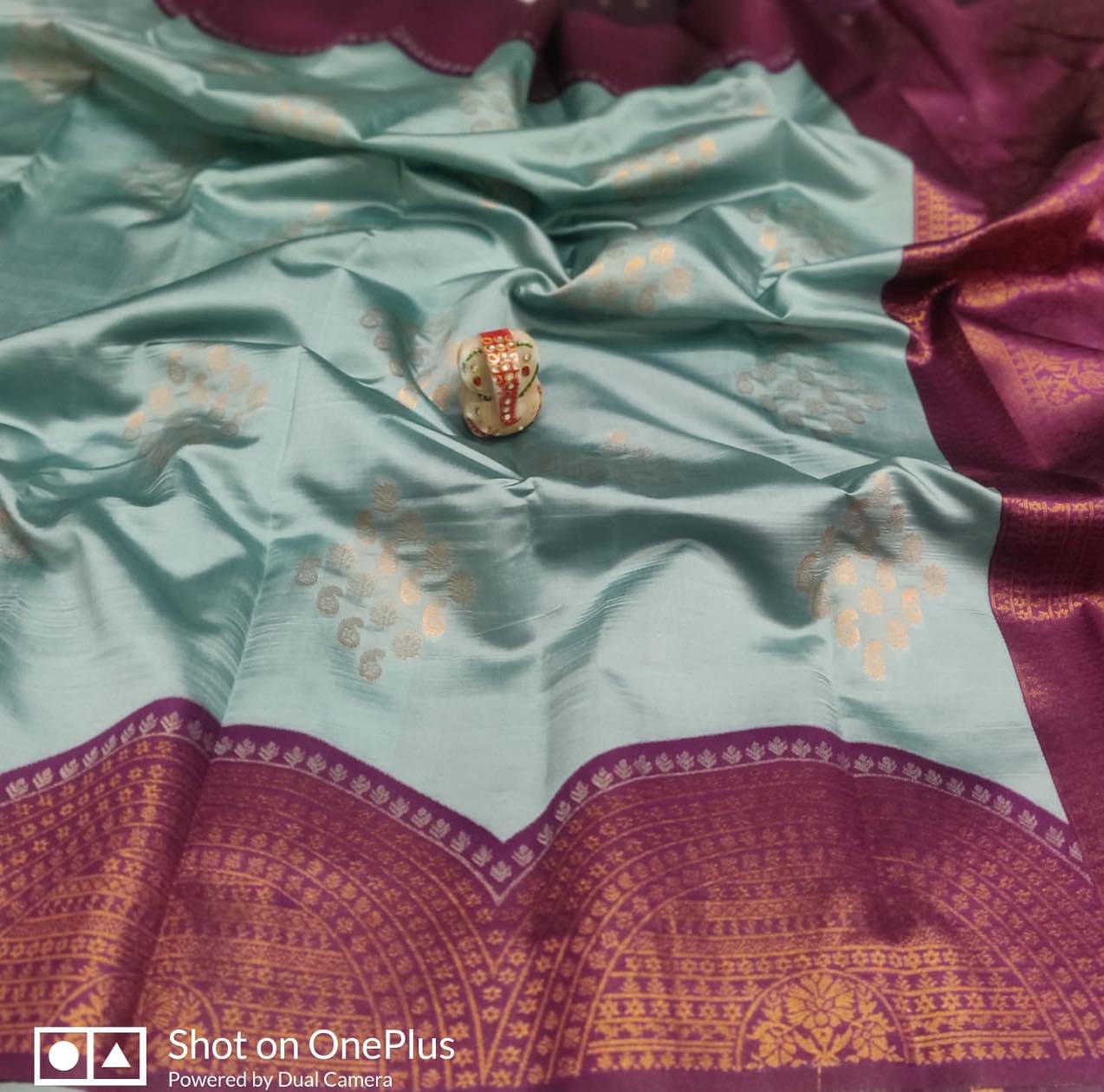 Semi Soft Silk Saree With Copper Zari Butta Orchids Boutique