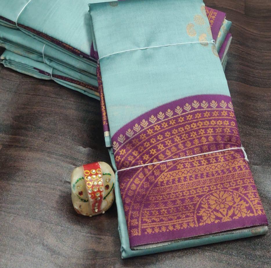 Semi Soft Silk Saree With Copper Zari Butta Orchids Boutique