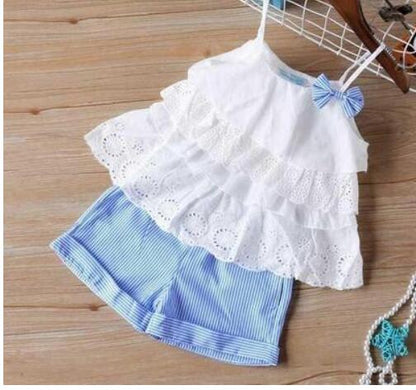 Summer Children Clothes Big Bow T-Shirt Shorts Clothing Set Orchids Boutique