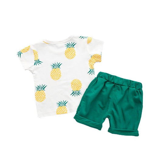 Summer Short-sleeved Suit Kids T-shirt Clothes Kids Shorts Two-piece Suit Orchids Boutique