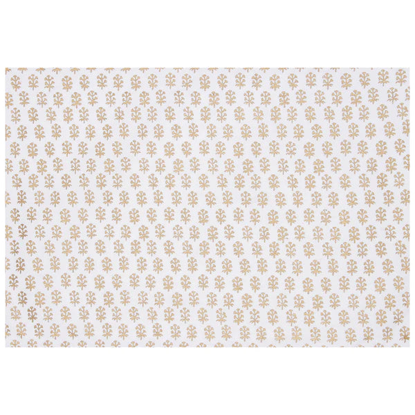 White Cotton Gold Floral Printed Placemat Set Of 6